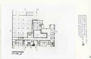 Thermen Rankestraße, Berlin-Charlottenburg (Diplomarbeit bei Willy Kreuer): Grundriss Erdgeschoss 1:200