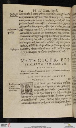 M T Ciceronis Epistolarum Familiarium Liber Nonus