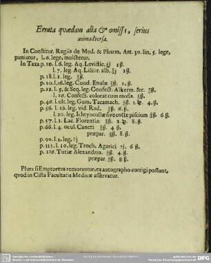 Errata quaedam alia & omissa, serius animadversa