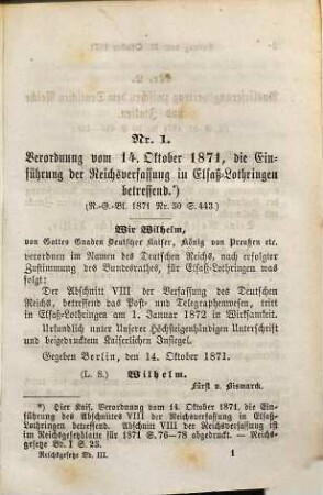 Deutsche Reichsgesetze : Sammlung der für das Königreich Bayern giltigen Gesetze des Deutschen Reiches nebst den hiezu ergangenen Vollzugs-Bestimmungen unter Benützung der Reichstagsverhandlungen und anderer Erläuterungsbehelfe, 3 (1874)