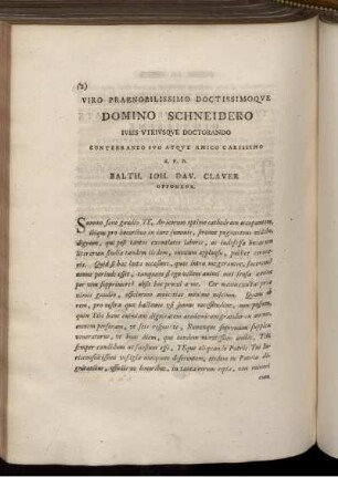Viro praenobilissimo doctissimoqve Domino Schneidero