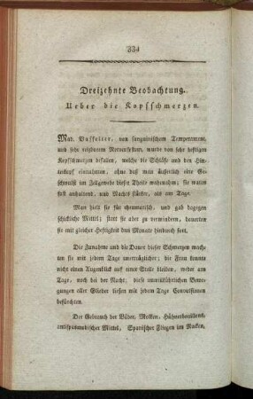 Dreizehnte Beobachtung. Ueber die Kopfschmerzen.