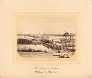 Berlin-Hannoversche Eisenbahn. Elbbrücke, Hämerten: Ansicht der Baustelle
