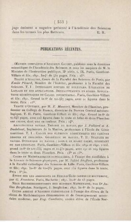 Publications récentes.