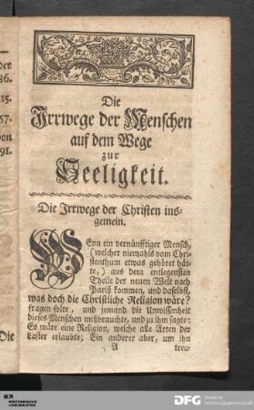 Die Irrwege der Christen insgemein.