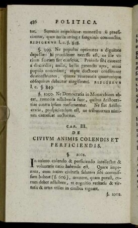 Cap. III. De Civium Animis Colendis Et Perficiendis