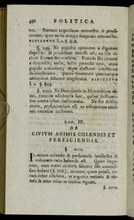 Cap. III. De Civium Animis Colendis Et Perficiendis
