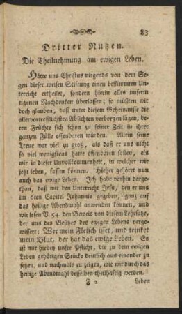 Dritter Nutzen. Die Theilnehmung am ewigen Leben.