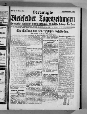 Westfälische Zeitung : Bielefelder Tageblatt, Vereinigte Bielefelder Tageszeitungen