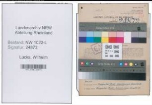 Entnazifizierung Wilhelm Lucks , geb. 01.10.1905 (Techniker)