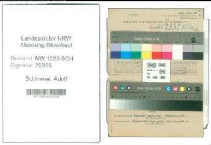 Entnazifizierung Adolf Schimmel , geb. 03.08.1890 (Baecker)