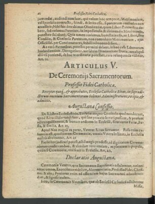 Articulus V. De Ceremoniis Sacramentorum.