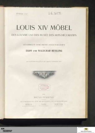 Louis XIV Möbel des Louvre und des Musées des Arts Décoratifs : gesammelte Dokumente