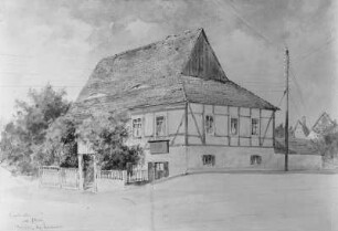 Alte Pfarre in Loschwitz : Alte Pfarre in Loschwitz. Aquarell (1890; A. Reinhardt)
