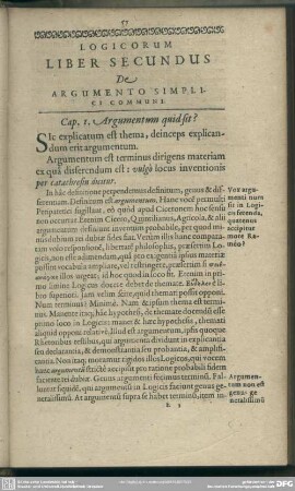 Liber Secundus, De Argumento Simplici Communi