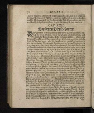 Cap. XXII. Von denen Dienst-Herren.