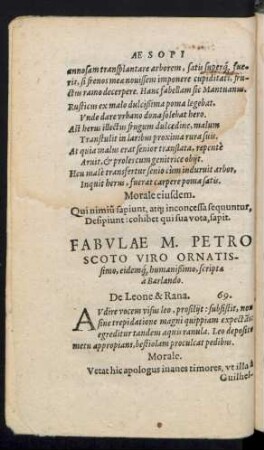 Fabulae M. Petro Scoto Viro Ornatissimo ... scriptae a Barlando.