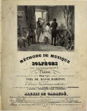 Méthode de musique ou solfèges avec accompagnement de piano : écrits entièrement sur la clef de FA,4èm ligne, composés spécialement pour voix de basse, bariton, et pour les elèves instrumentistes, qui font usage de cette clef pour l'étude de piano, du violoncelle, de la contrebasse, du basson, du trombonne-basse, de l'ophicleide etc. ; oeuvre 46