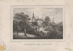Ansicht von Dresden-Briesnitz, Kupferstich, um 1840 : Priesnitz bei Dresden / nach der Natur gez. u. lith. v. C. W. Arldt. - Dresden : E. Schumann , [ca. 1840]. - 1 Kunstbl. : Lithogr. ; 21 x 14 cm
