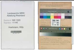 Entnazifizierung Willy Hoehmann , geb. 08.05.1902 (Linierer)