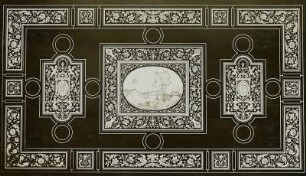 Tischplatte im Renaissancegeschmack : Tischplatte mit Intarsien im Renaissancegeschmack von Kunsttischler Friedrich, Dresden, um 1890. Verwalter, Kunstgewerbemuseum
