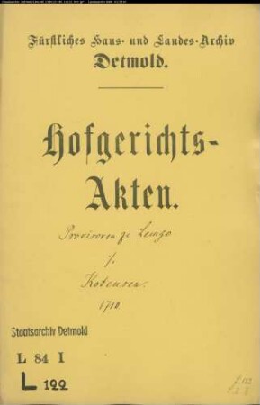 Lemgo, Armenprovisoren gegen Witwe Cotensen zu Hörstmar - Herausgabe eines Legats