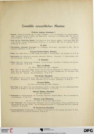 Gemälde neuzeitlicher Meister (Nr. 1-221)