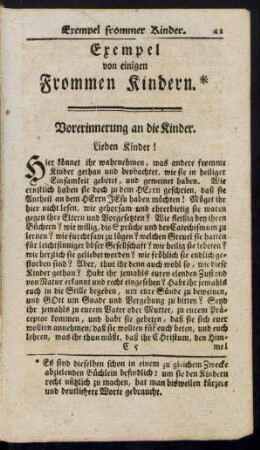 Exempel von einigen frommen Kindern.