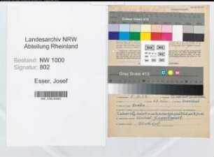 Entnazifizierung Josef Esser, geb. 05.10.1902 (Arbeiter)