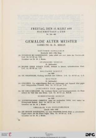 -32 Gemälde alter Meister (Sammlung M.-B., Berlin) (Nr. 246-323)