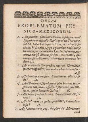 Decas Problematum Physico-Medicorum.