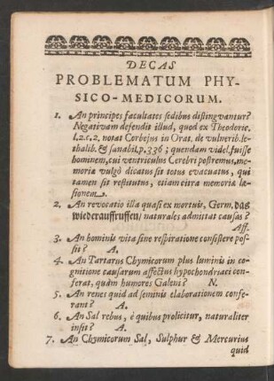 Decas Problematum Physico-Medicorum.