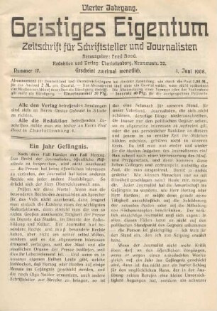 Nummer 17 (1. Juni 1908)