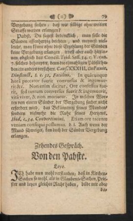 Zehendes Gespräch. Von den Pabste