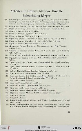 Arbeiten in Bronze, Marmor, Emaille. Beleuchtungskörper (Nr. 289-374)