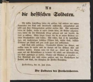 An die hessischen Soldaten