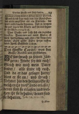 Das fünffte Capitel/ von der Busse/ Beichte und Absolution.