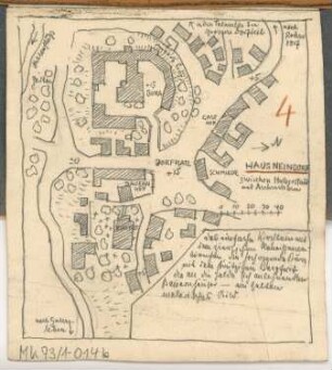 Dorfkirche, Neindorf Monatskonkurrenz Oktober 1909: Lageplan des Dorfes; Erläuterungstext