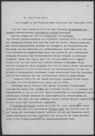 Mittelstadt-Reicheneck: Visitationsberichte mit Pfarrbericht 1951