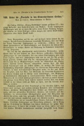 Ueber die "Disciplin in den Elementarschulen Berlins"