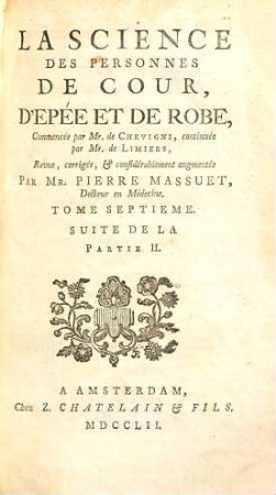 La Science Des Personnes De Cour, D'Epée Et De Robe, 7,[3]