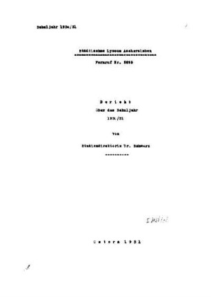 1931/32: Bericht ... - 1930/31