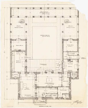 Einfamilienhaus mit Atrium-Blumengarten: Grundriss: Erdgeschoss 1:50