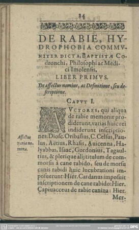 Liber Primus. De affectus nomine, ac Definitione, seu descriptione