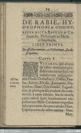 Liber Primus. De affectus nomine, ac Definitione, seu descriptione