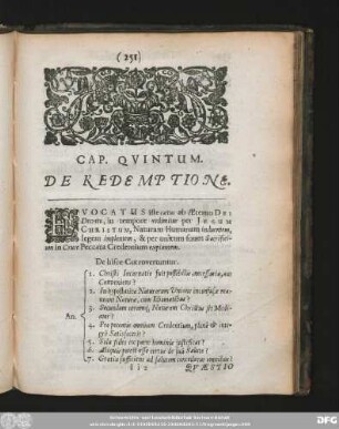 Cap. Quintum. De Redemptione.