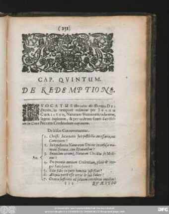 Cap. Quintum. De Redemptione.