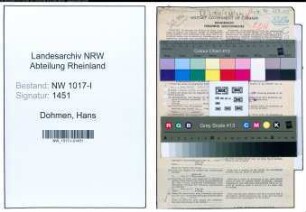 Entnazifizierung Hans Dohmen , geb. 19.05.1895 (Gewerbeoberlehrer)
