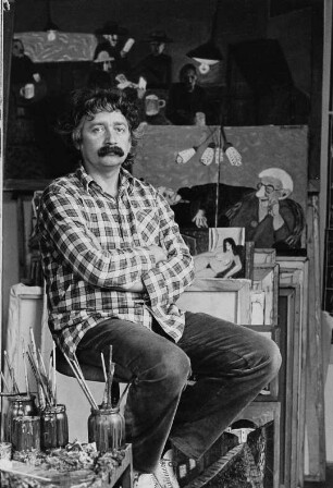 Der Maler und Grafiker Peter Herrmann in seinem Atelier