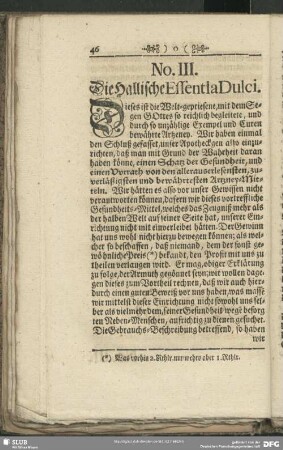 No. III. Die Hallische Essentia Dulci